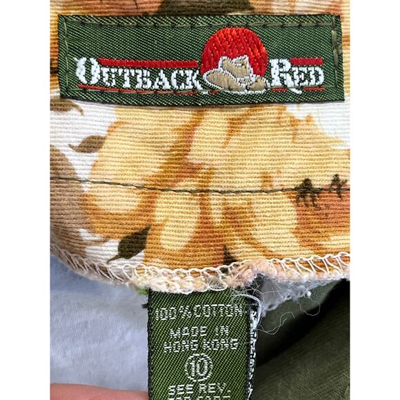 Vintage Outback Red Pleated High Waist Trousers Olive Green 100% Cotton Pants S - Picture 2 of 7